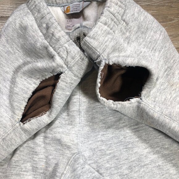 Carhartt Mens XXL Gray Drawstring Relaxed Fit Sweatpants Distressed Vintage USA - Picture 8 of 11